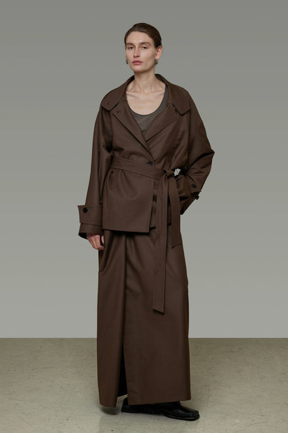 High-end loose short trench coat B4292