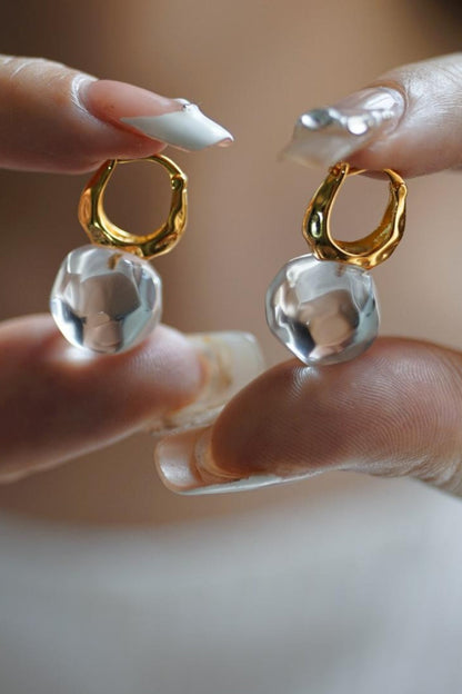 S925 天然白水晶 7A 級耳環 B4384