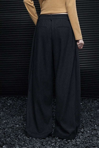 深灰色磨毛寬褲 B4416