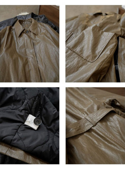 Faux leather long coat B2325