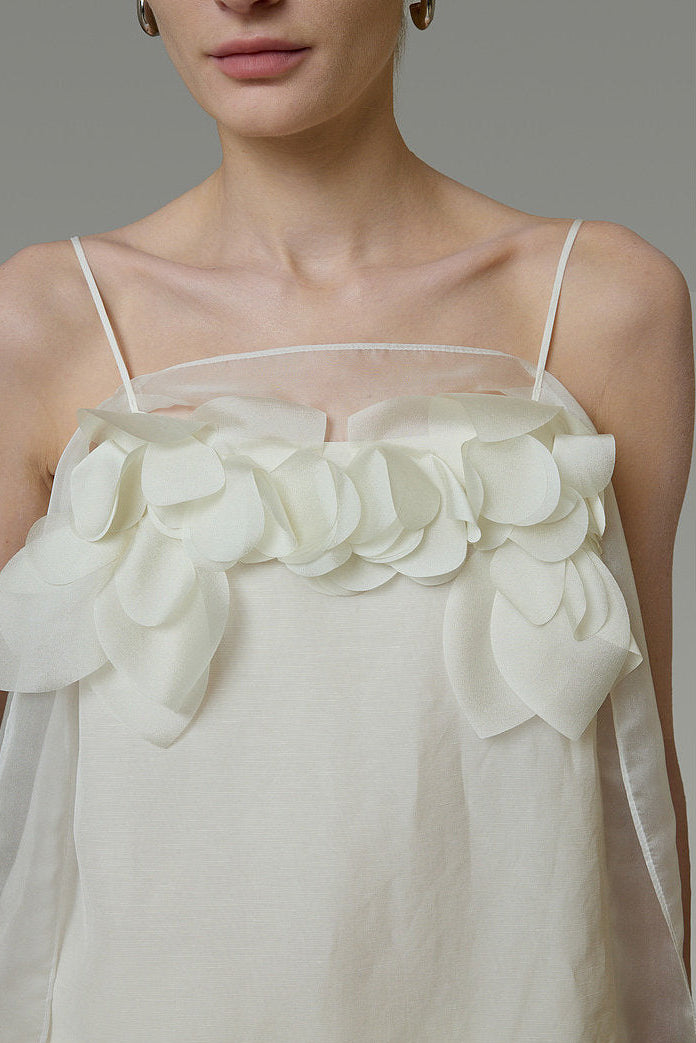 White 3D Floral Cami and Skirt B4766