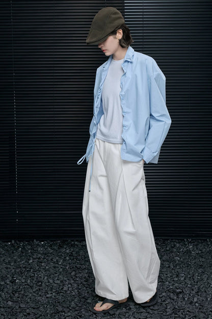 スカイブルーフレキシブルギャザーシャツ　B4667