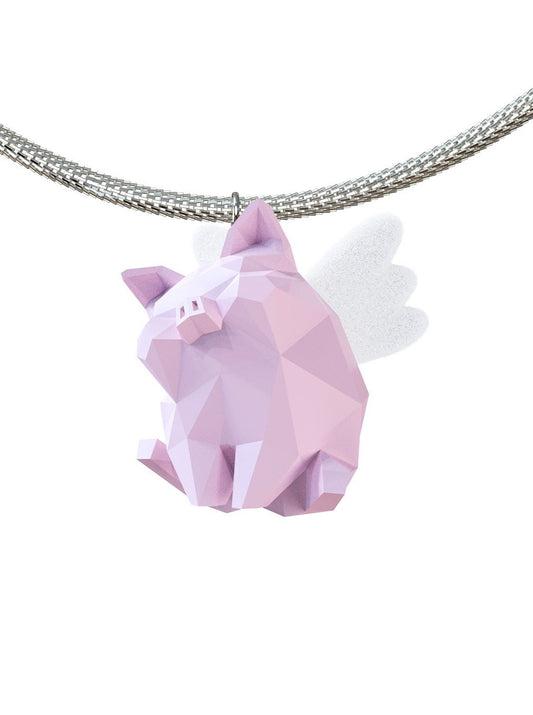 Little Flying Pig Polygon Necklace B2257