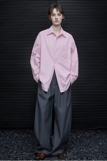 ピンクコットンハンサムルーズシャツ　B4366