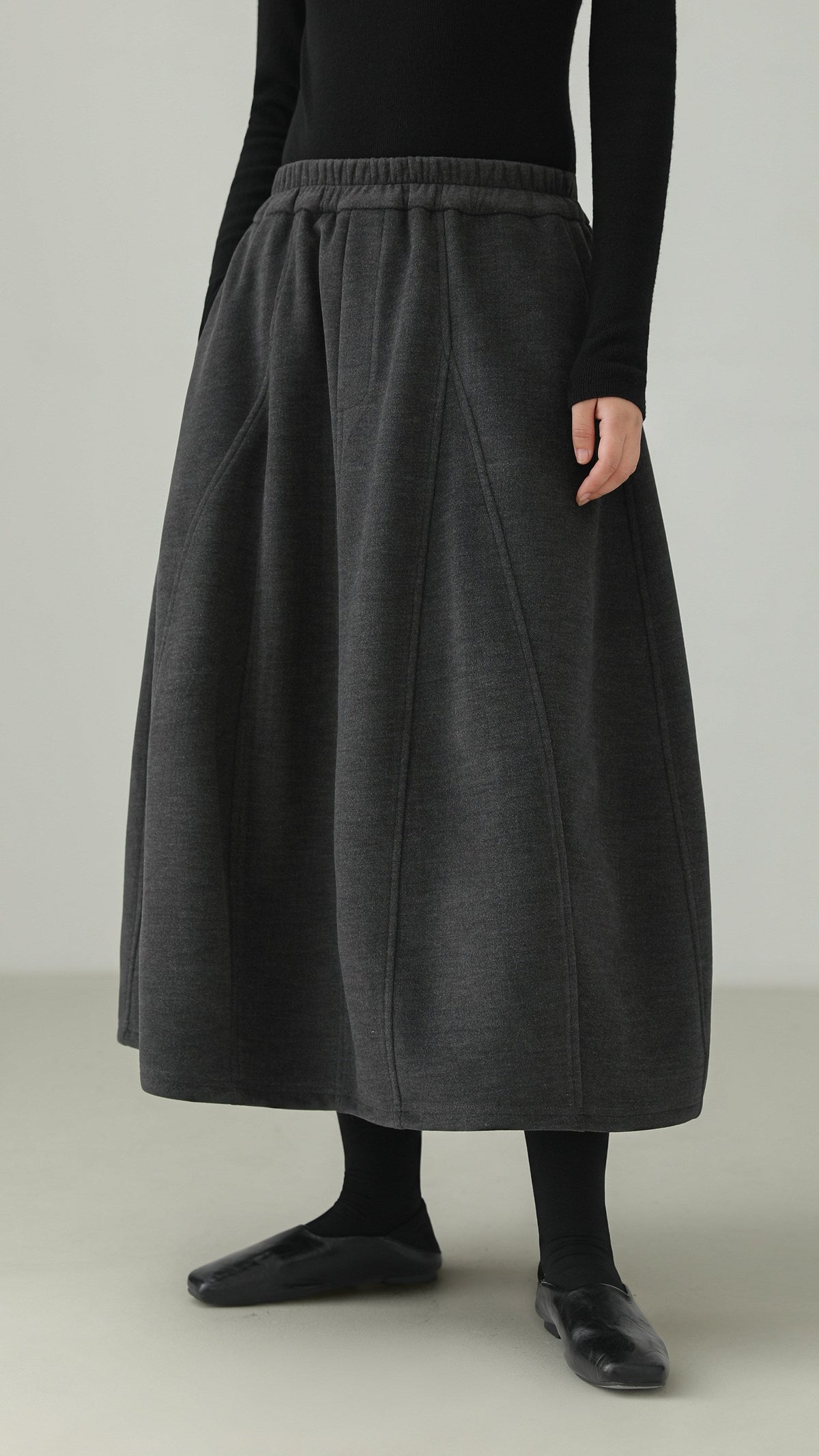 Wool-blend balloon midi skirt B5002