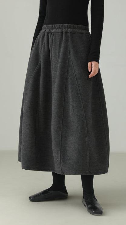 Wool-blend balloon midi skirt B5002