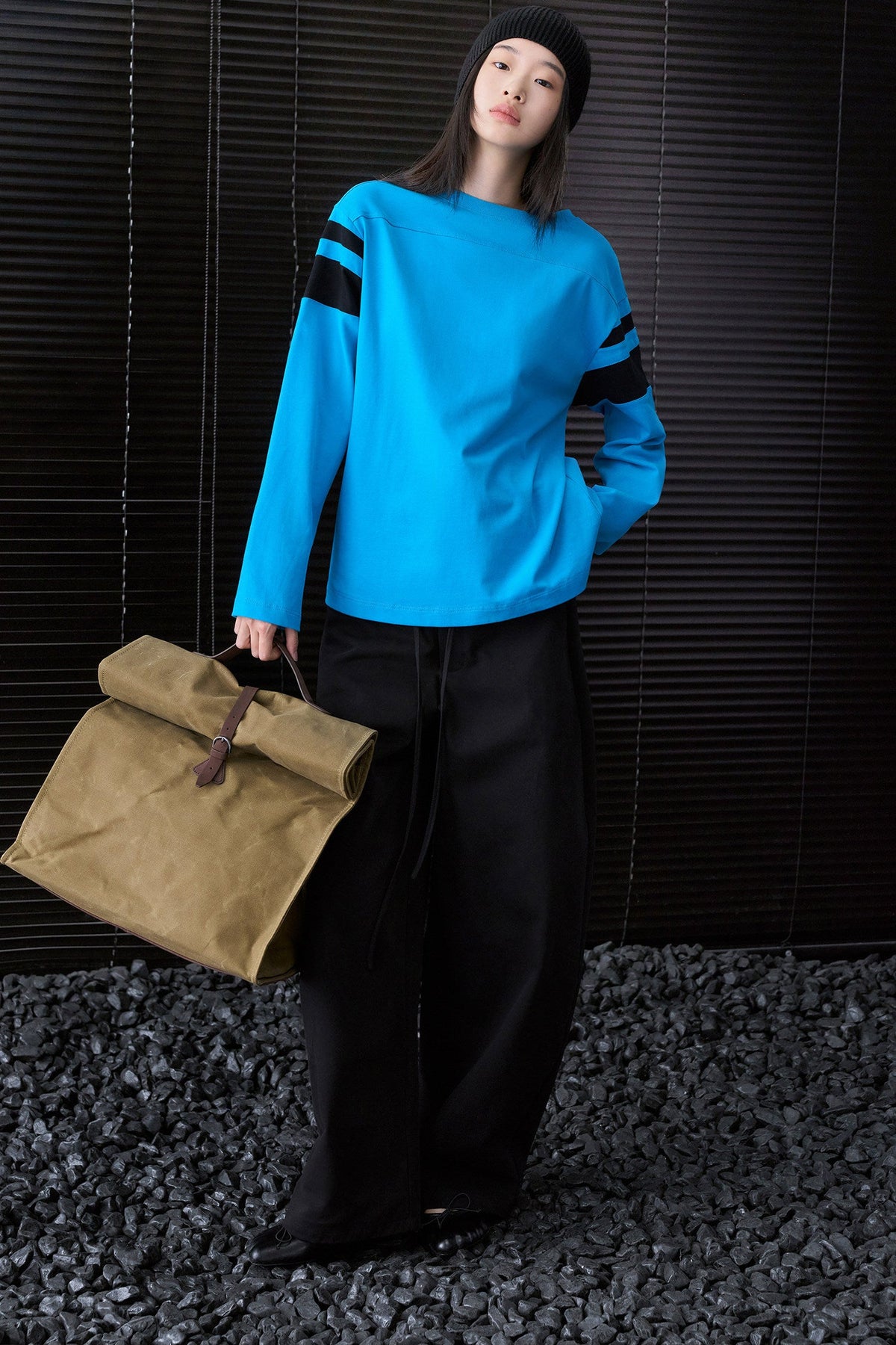 Royal Blue Cotton Color-Block Striped T-Shirt B5019