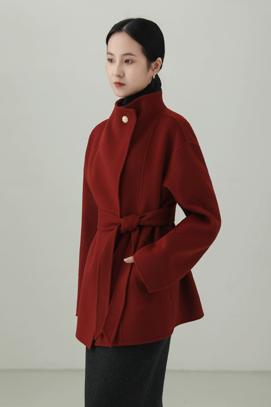 100% ウールダブルフェイスシングルボタンコート　B4527