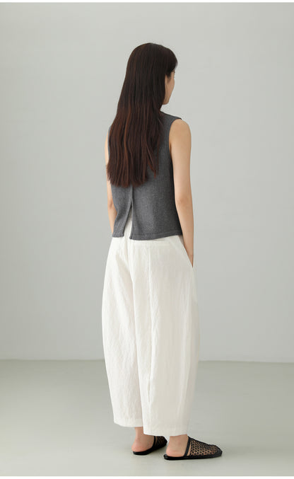 Tencel-blend Cropped Wide Pants B4756