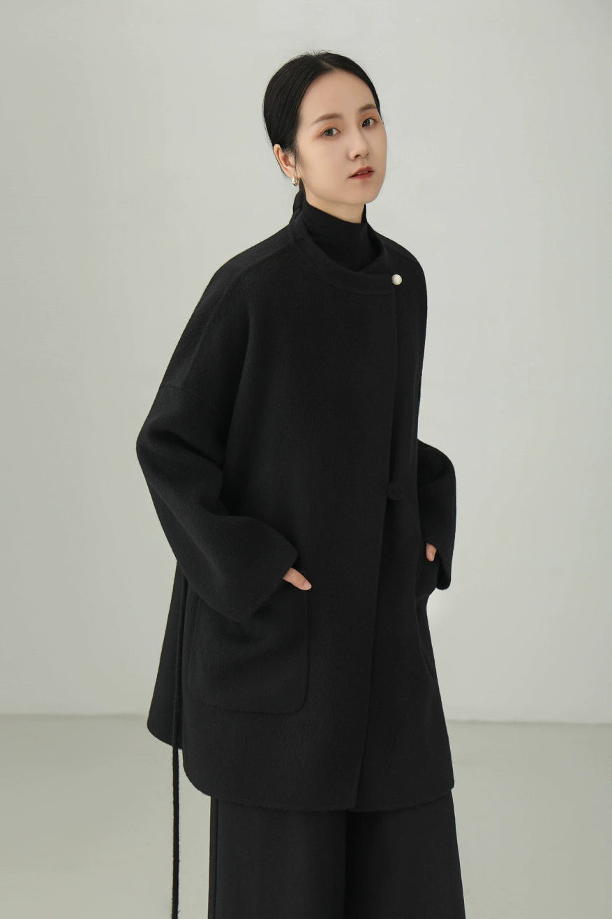 100% wool double-face mid-length coat B4529