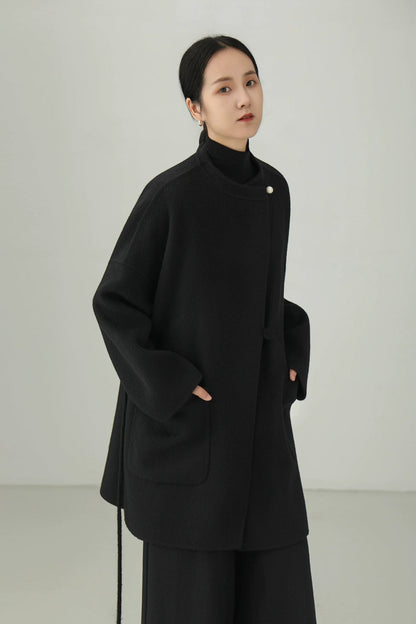 100% wool double-face mid-length coat B4529