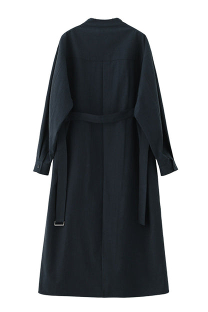 Red Tencel Blend Stand Collar Dress B4663