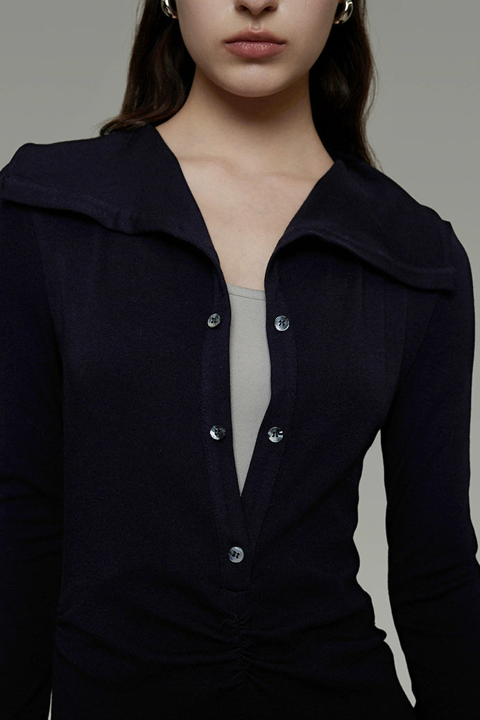 假兩件式半開衩長裙 B4491