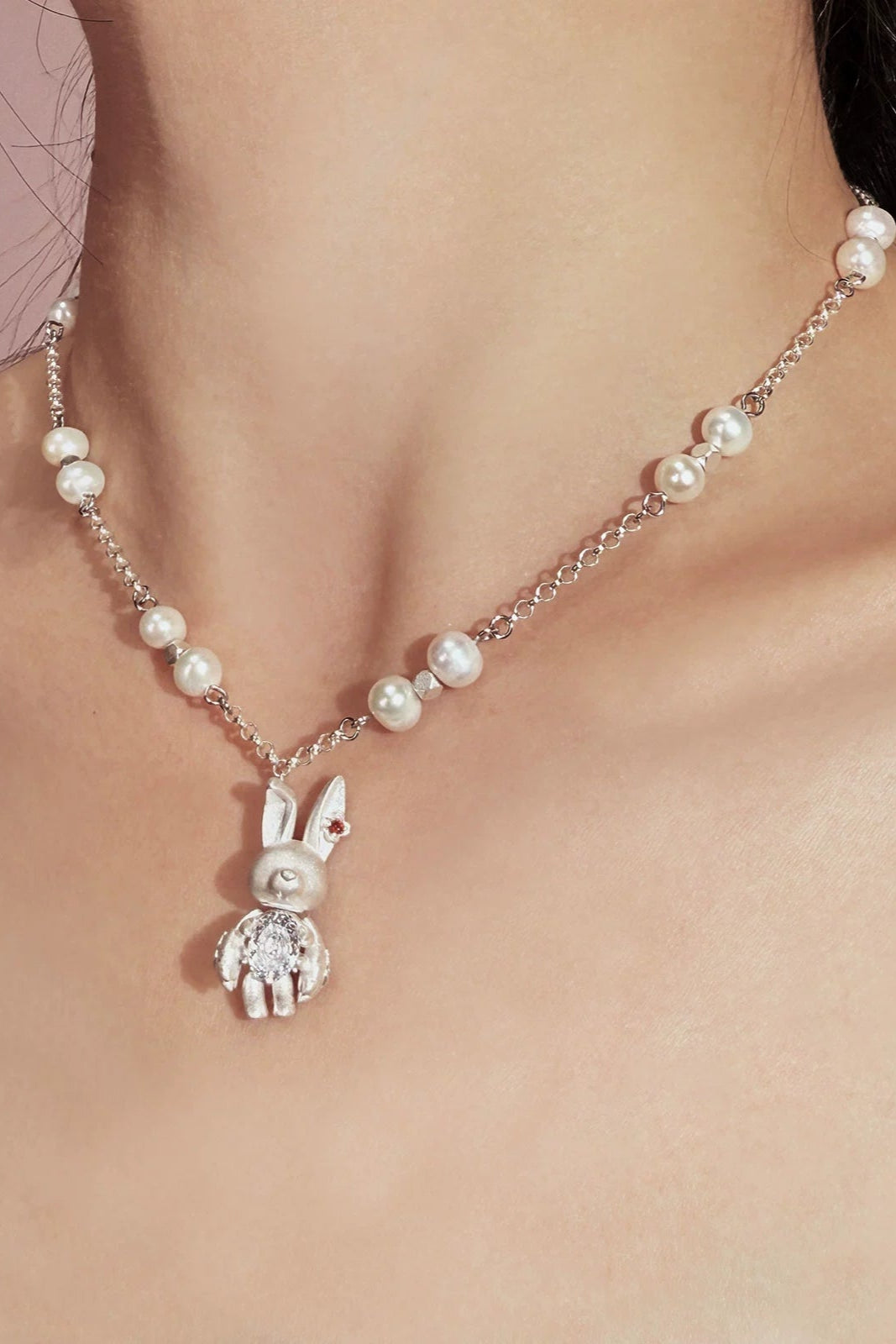 S925バニーナチュラルパールネックレス　B3976