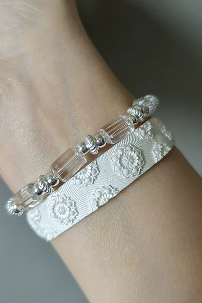 S925アイスホワイトクリスタルレトロブレスレット　B4001