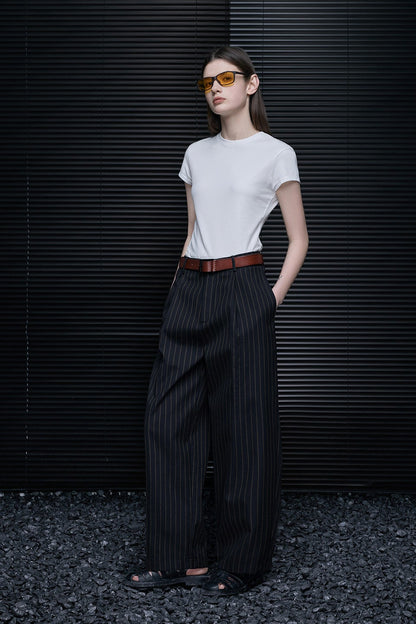 ストライプストレートワイドスーツパンツ　B4739