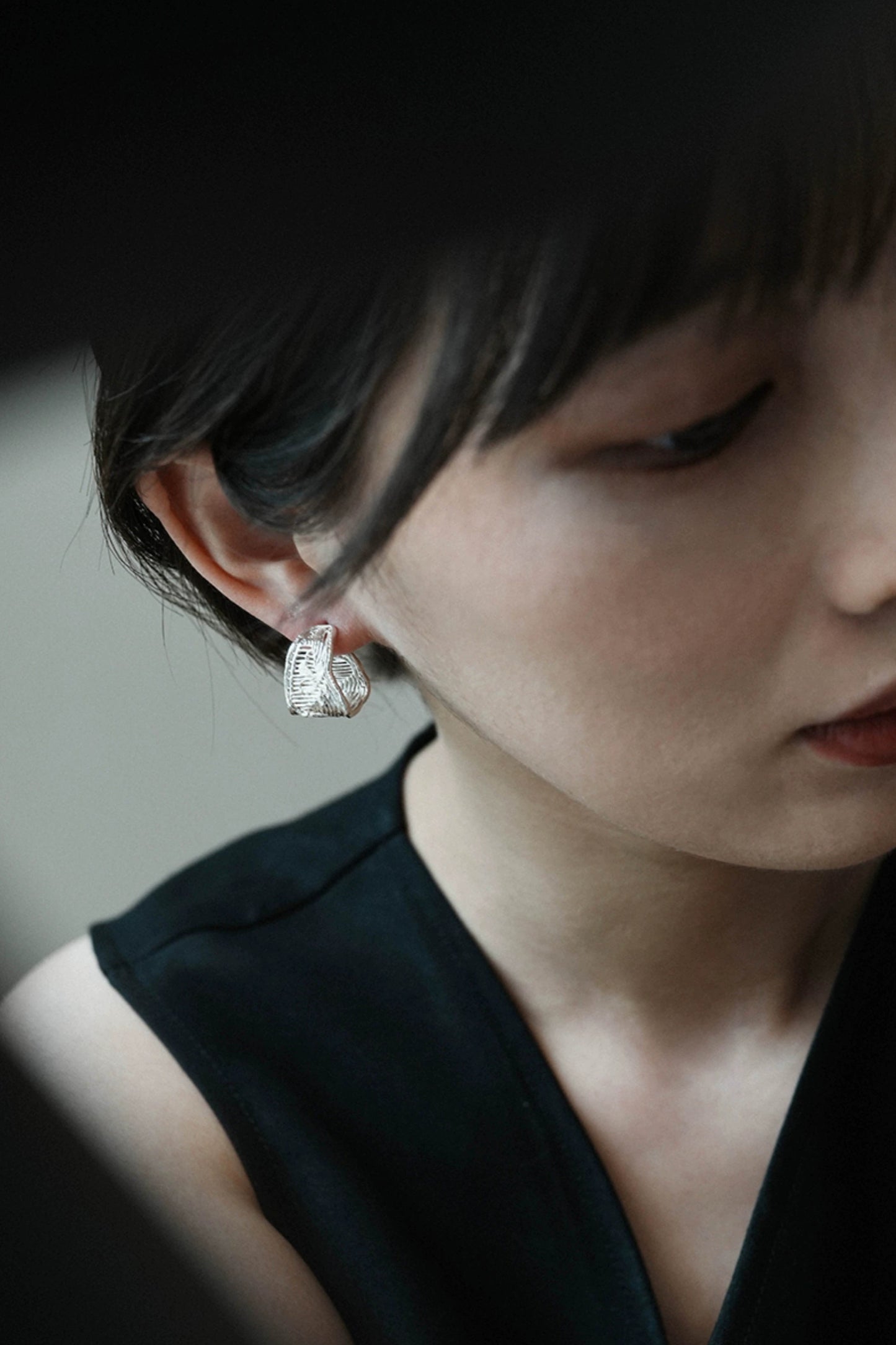 S925ヴィンテージクチナシファイバーハイエンドニッチピアス　B4146