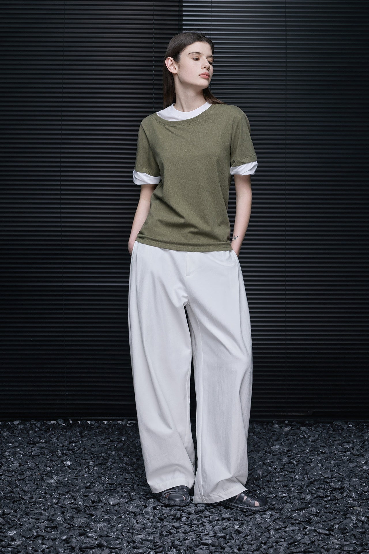 Fake Two-Piece Short-Sleeve T-Shirt B4854