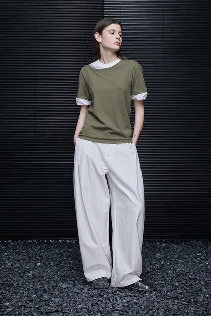 Fake Two-Piece Short-Sleeve T-Shirt B4854