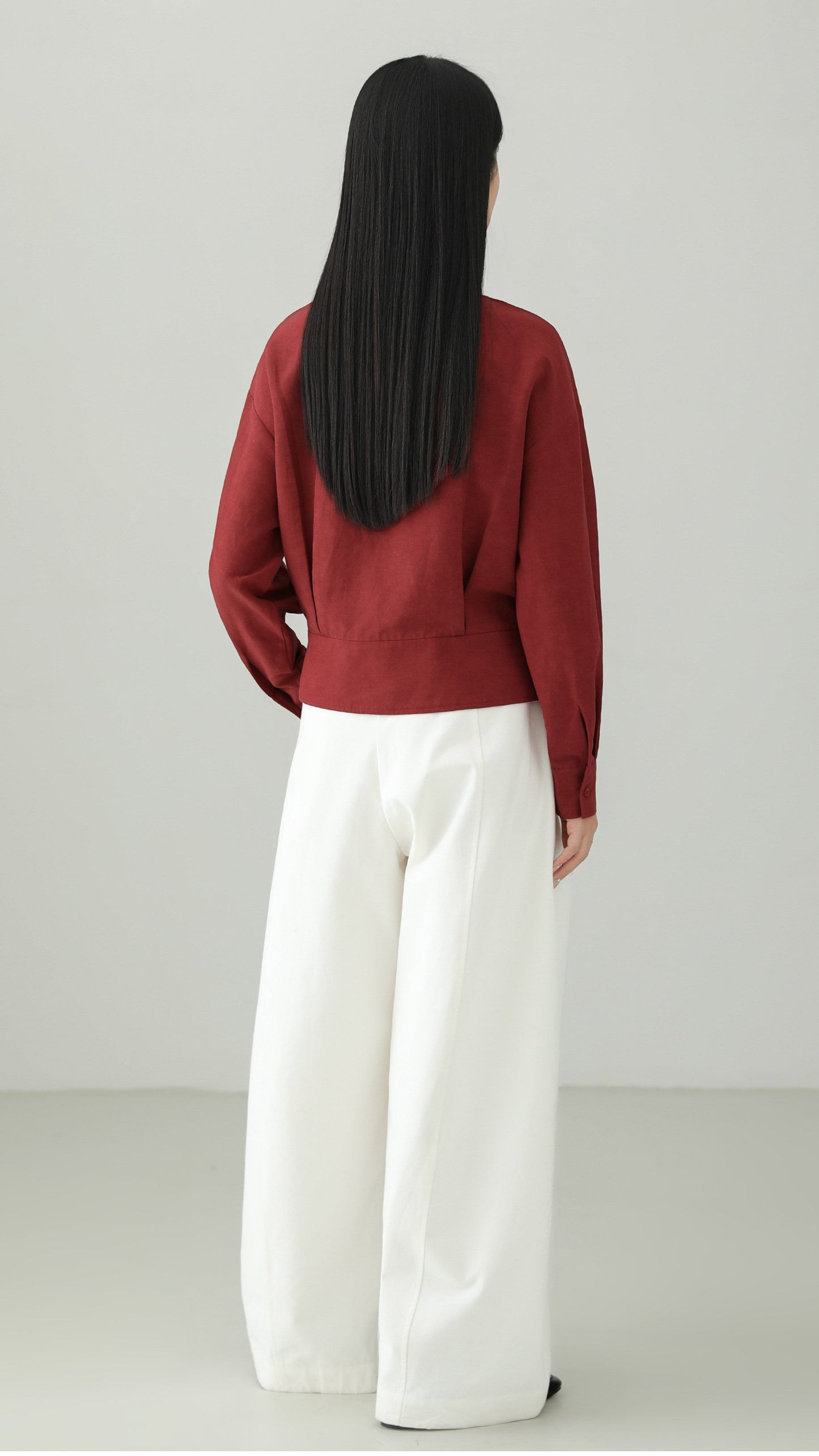 Linen blend peplum design top B4665