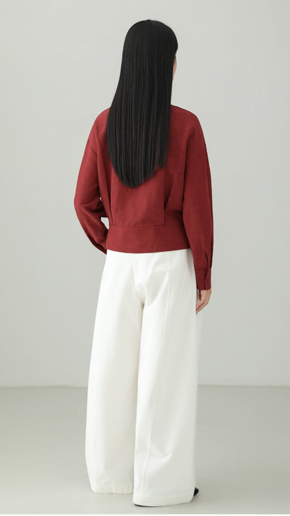 Linen blend peplum design top B4665