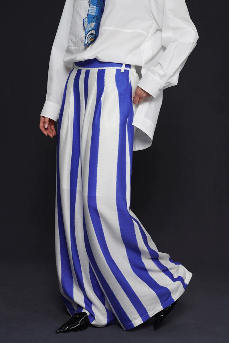 藍白條紋寬褲 B4159