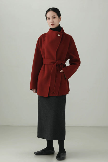 100% ウールダブルフェイスシングルボタンコート　B4527