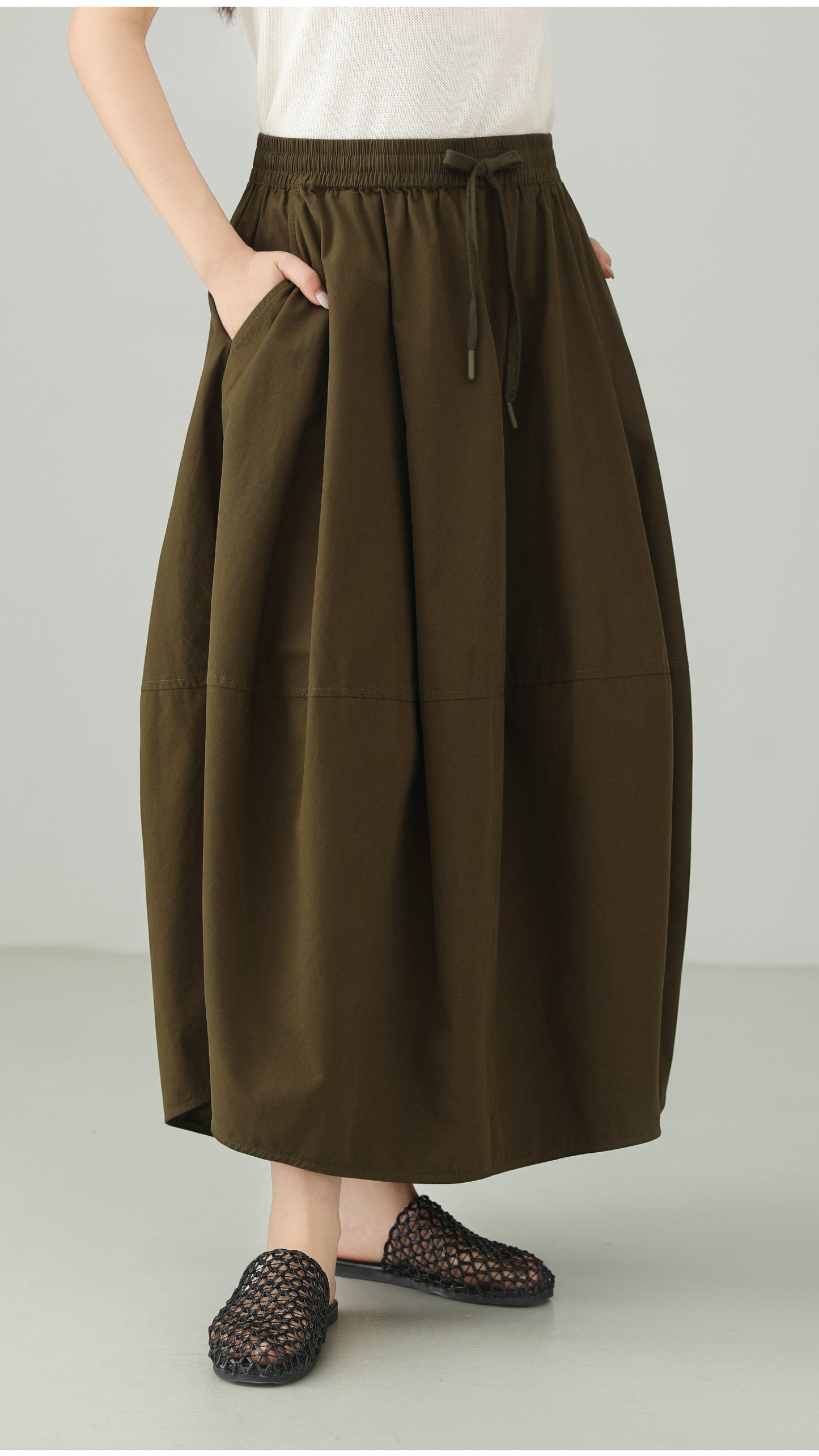 Washed Cotton Art Balloon Skirt B4786