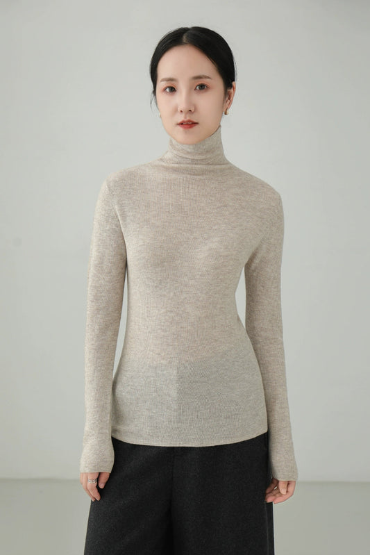 100% ウールウルトラファインハイネックセーター　B4531