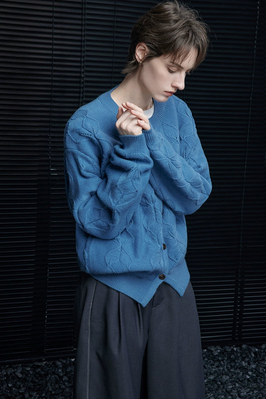 ブルージャガードカーディガンジャケット　B4368