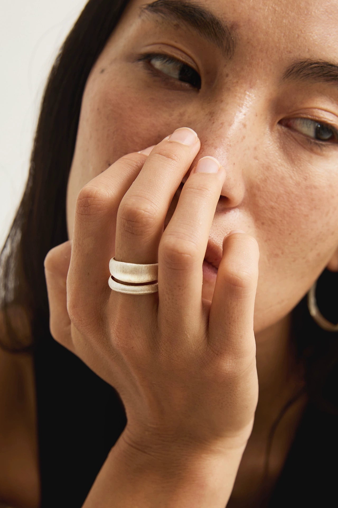 S925プレーンブラッシュドダブルリング　B4340