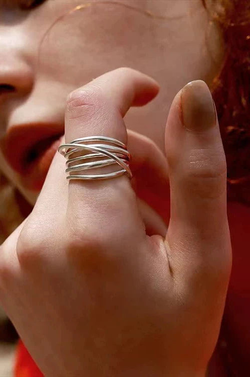 S925 Handmade Irregular Coil Ring B3296