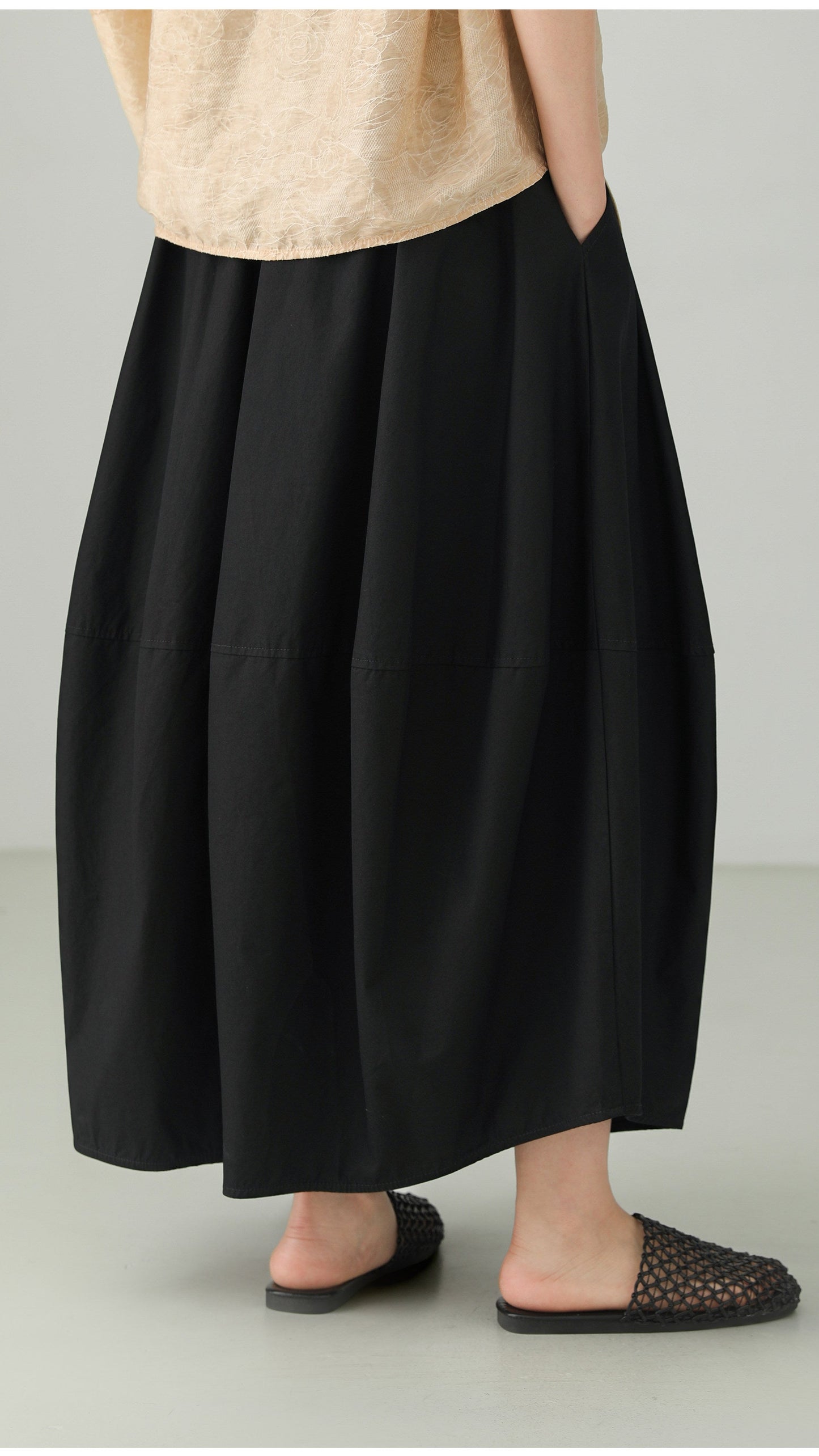 Washed Cotton Art Balloon Skirt B4786