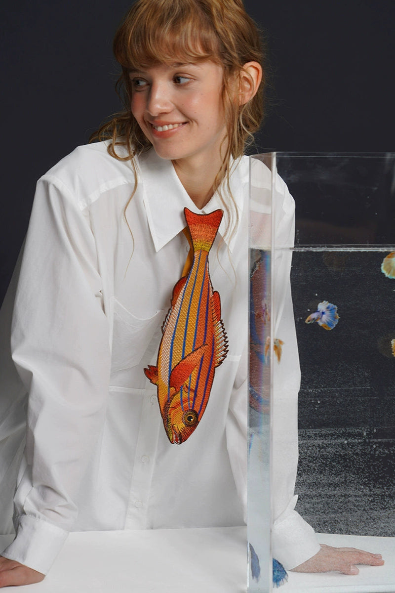 紅魚復古刺繡領結 B4163