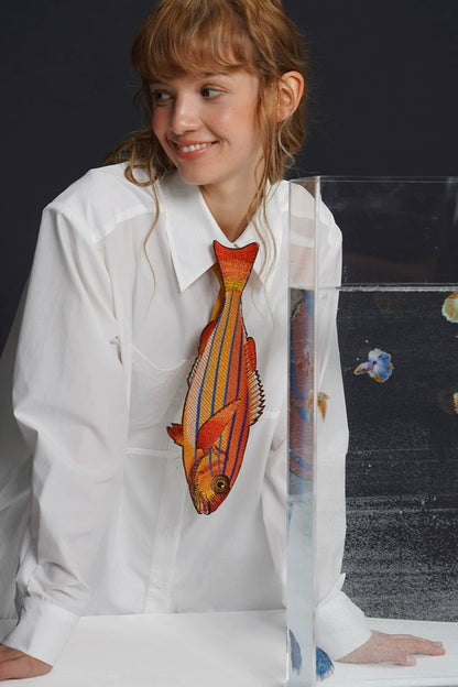 紅魚復古刺繡領結 B4163