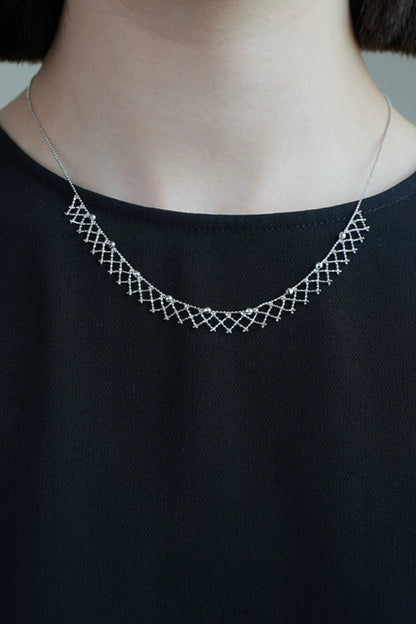 S925メッシュ編みレースネックレス　B4190