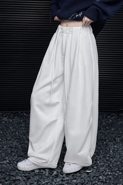 ホワイトフリーススウェットルーズワイドパンツ　B4365