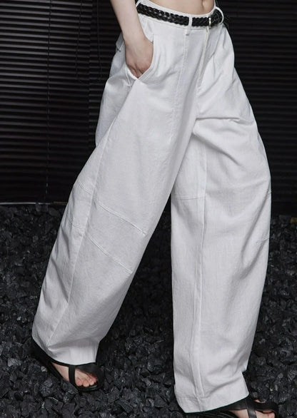 白色酷感寬寬鬆褲B2757