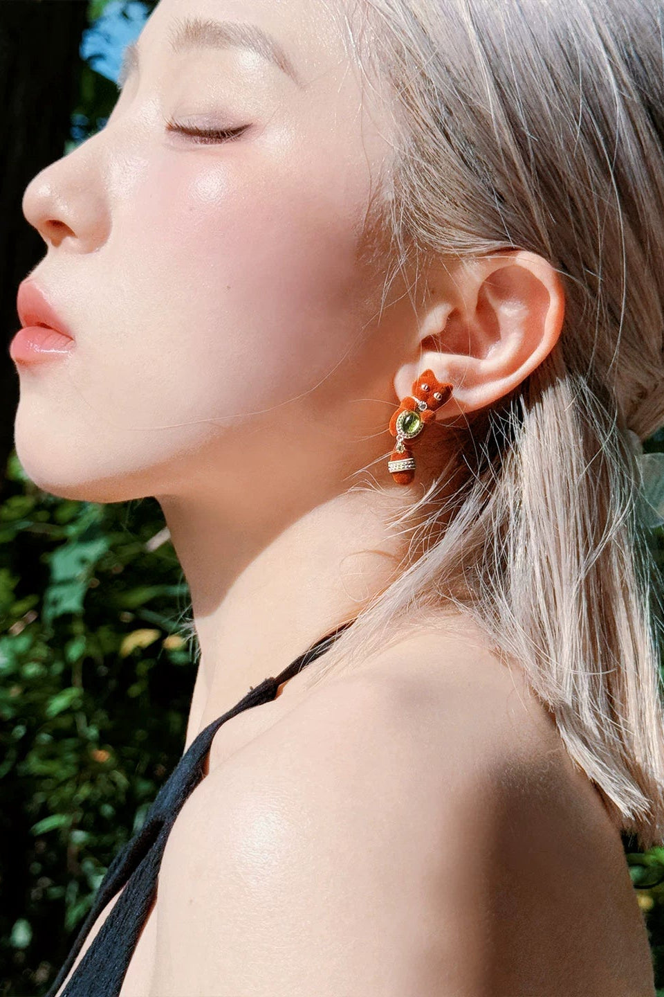 プレイフルリッチキャットS925スタッドピアス　B4464