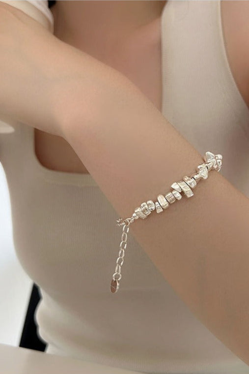 S925ハンドメイドブロークンシルバーブレスレット　B4261