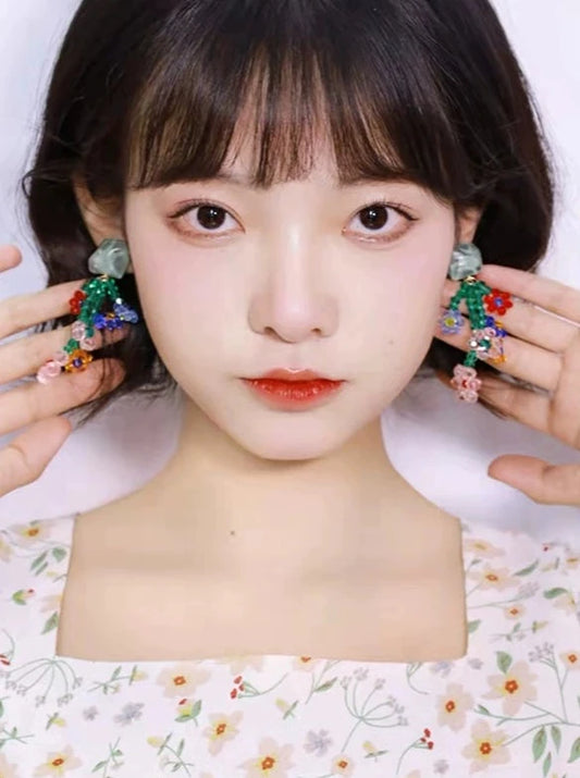 Crystal flower earrings B2724