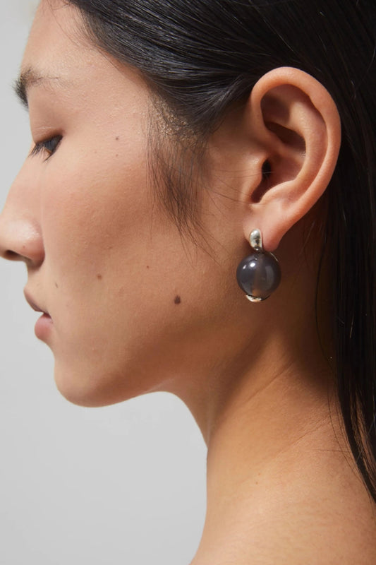 S925 Red Agate Bead Stud Earrings B4377