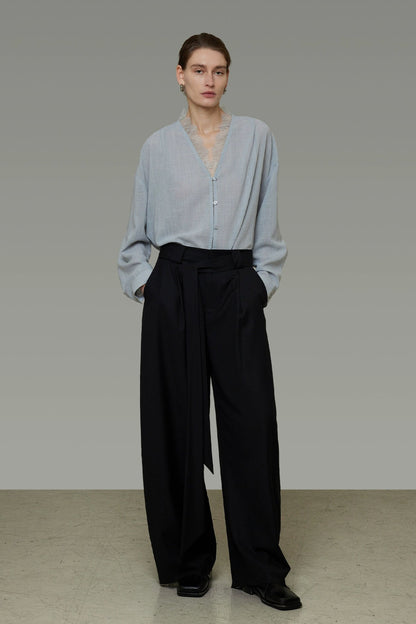 Lace V-neck loose blouse B4293