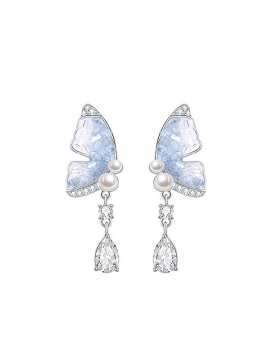 Crystal butterfly pendant earrings B2891
