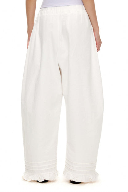 刺繡フリルルーズカーブブレードパンツ　B4600