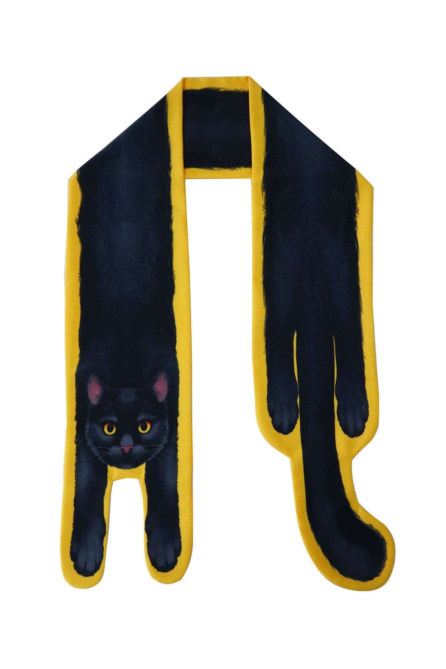 黒猫プリントユニークスカーフ　B4453