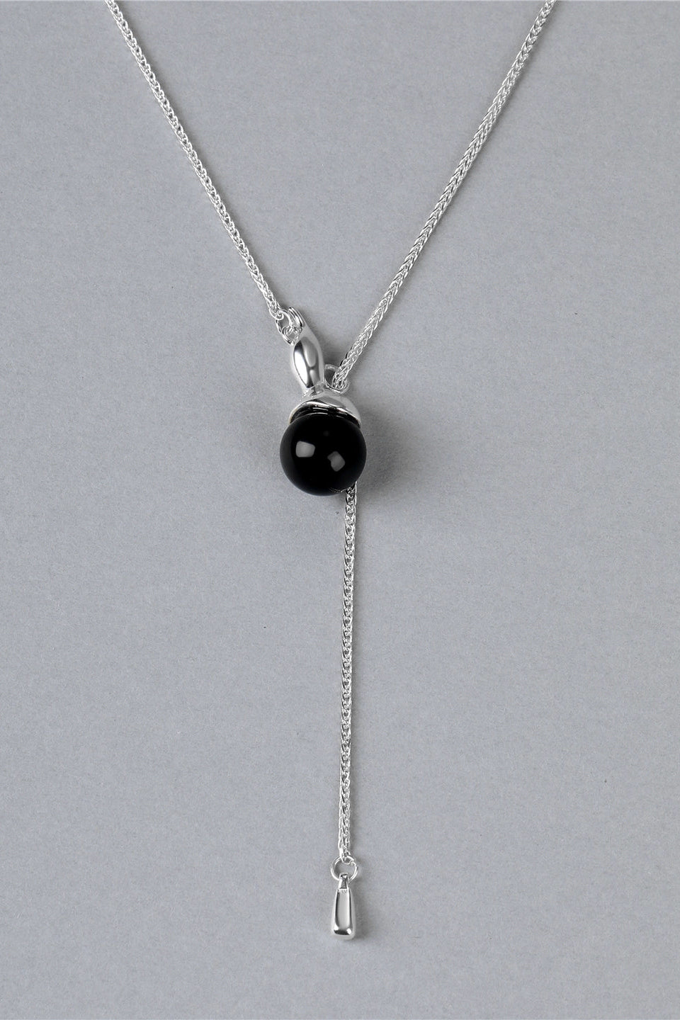 S925シャドウウインクビーズブラックアゲートネックレス　B4517