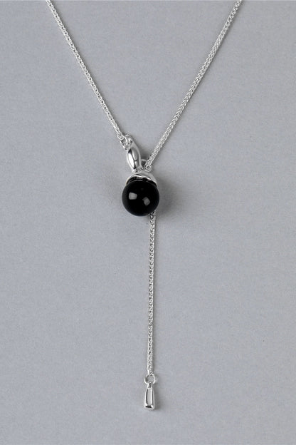 S925シャドウウインクビーズブラックアゲートネックレス　B4517