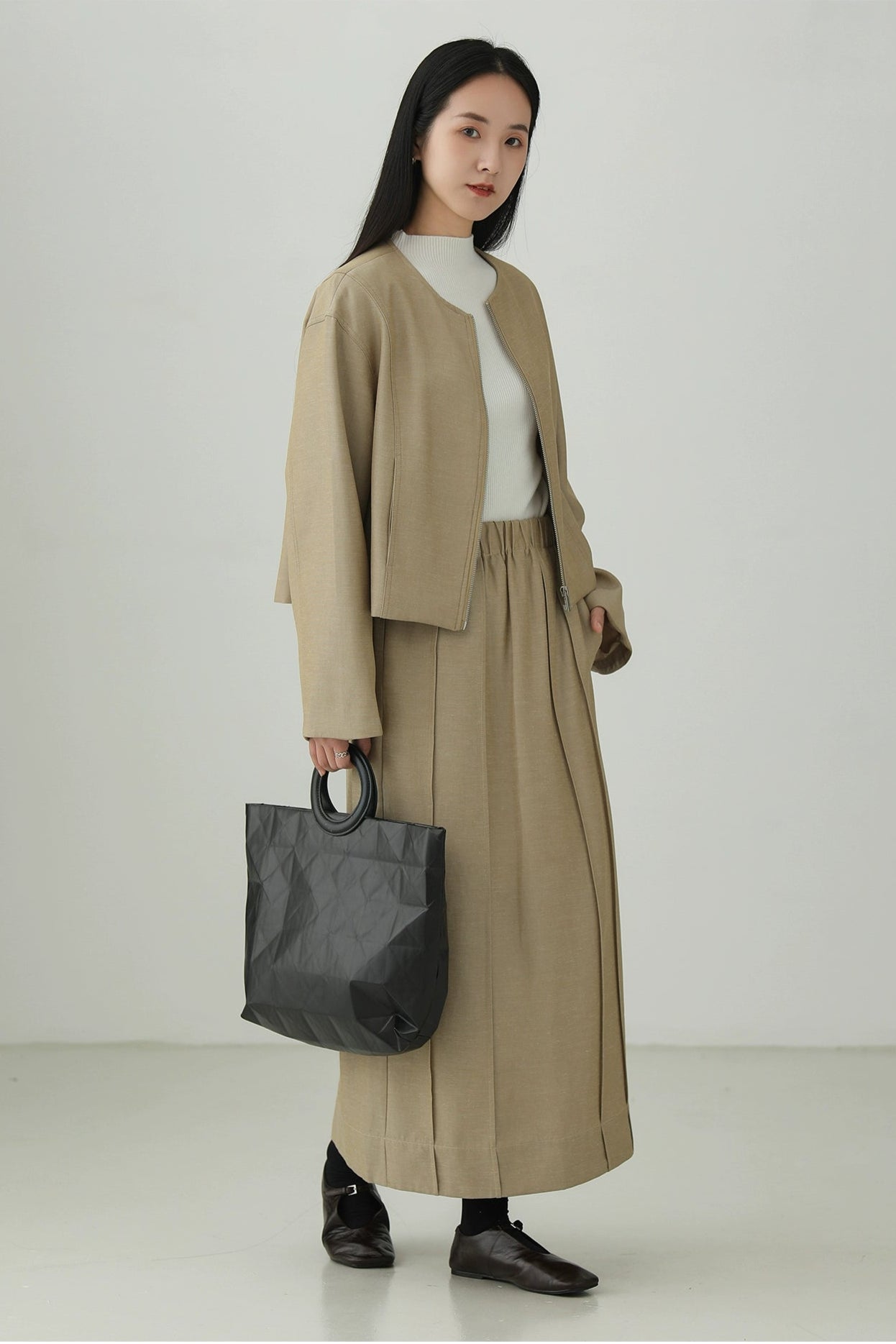 Tencel Linen Versatile Slit Skirt B4270