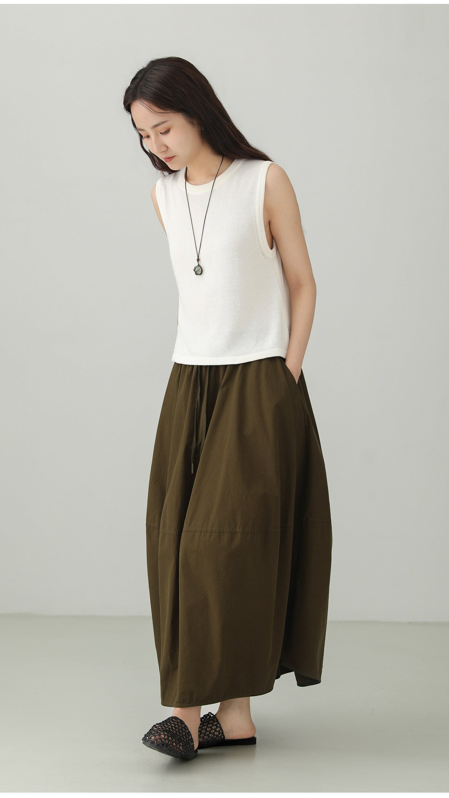 Washed Cotton Art Balloon Skirt B4786